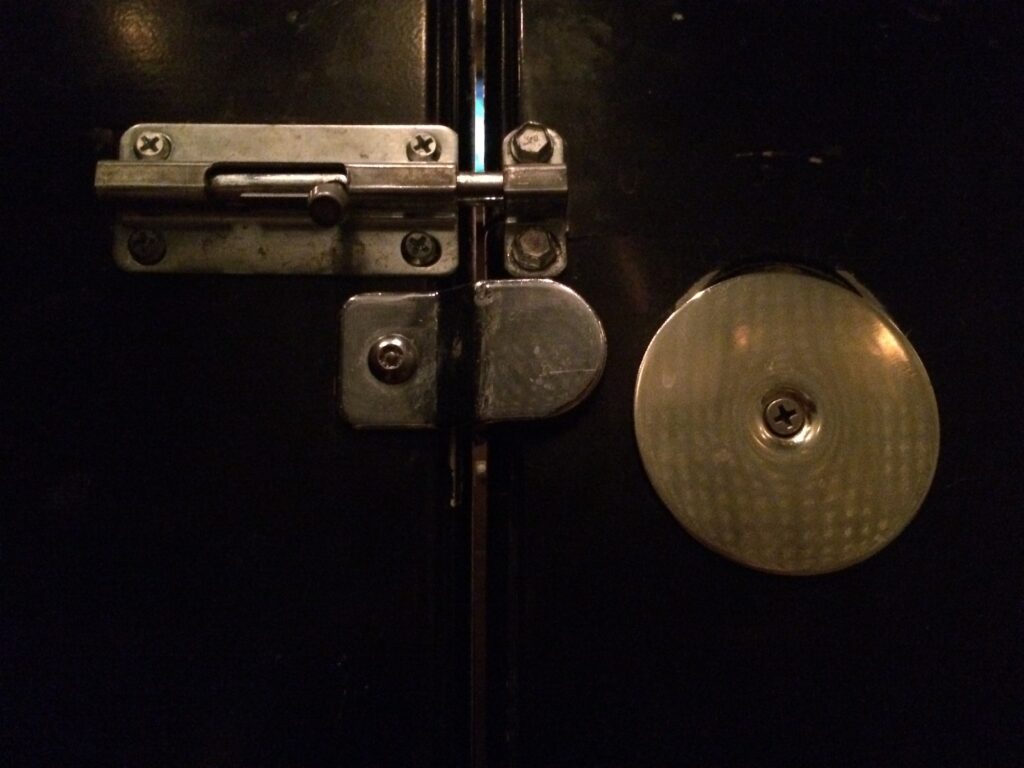 Barrel Bolt Lock and other metal bathroom door stuff